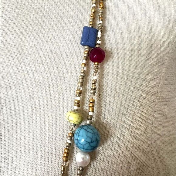 Chico’s double strand gold tone long beaded necklace NWT - Picture 8 of 10